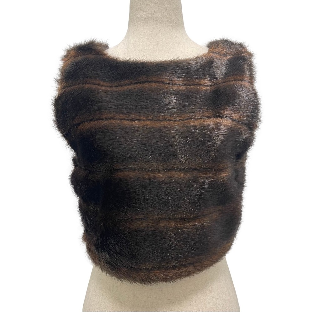 Harvey Faircloth Faux Fur Brown Sleeveless Top Size X-Small